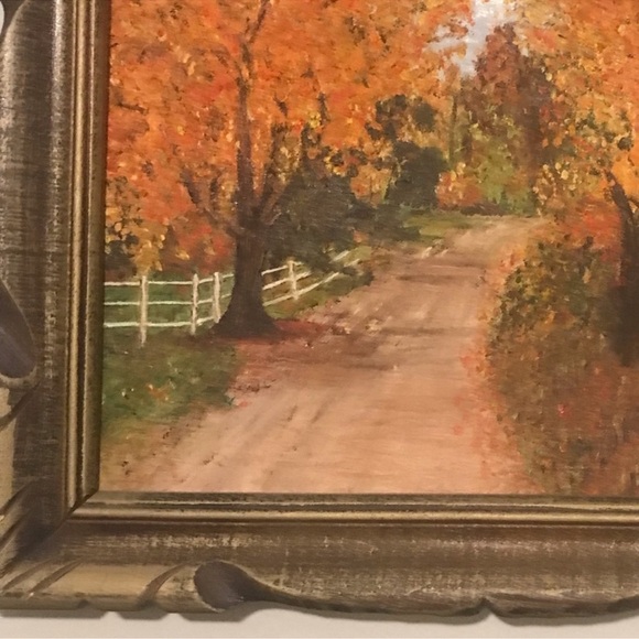 Vintage Original Oil Painting Autumn Lane 1972 - Picture 4 of 8